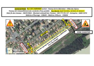 Plan de circulation - Renouvellement des conduites d'eau potable rue Léo Lagrange à Marcheprime
