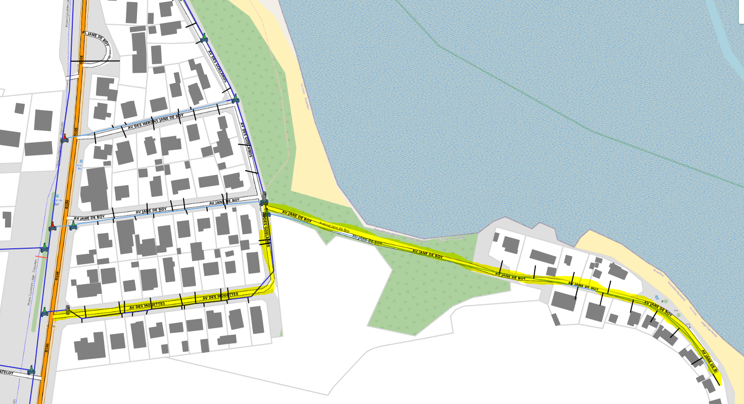 Plan de la coupure d'eau quartier Jane de Boy àClaouey / Lège-Cap Ferret le 1er juin 2023 de 8h à 16h