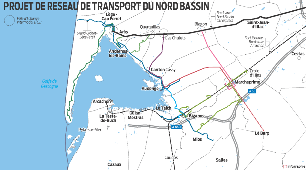 PDMS - Carte du projet de réseau de transport urbain du Nord Bassin