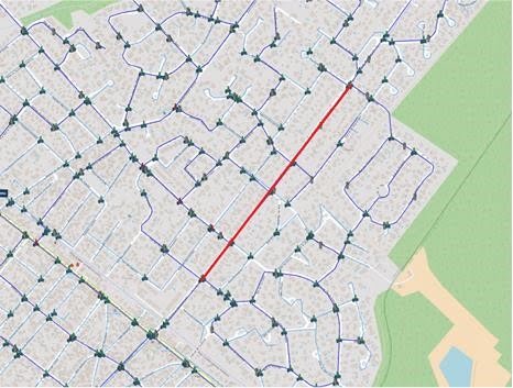 Plan de la coupure d'eau boulevard du Maréchal Juin à ANDERNOS-LES-BAINS le mercredi 25 octobre 2023 de 8h à 12 h