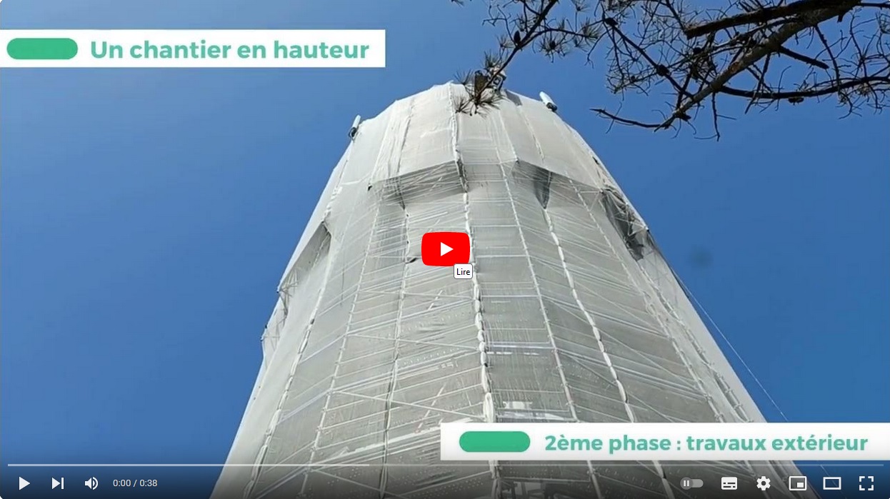 Visuel vidéo- Travaux de réhabilitation du château d'eau de Lège-Cap Ferret - décembre 2023 à septembre 2024