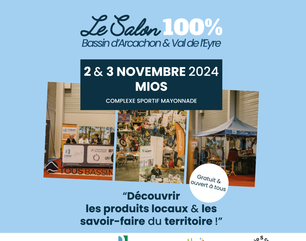 Visuel FB Salon Tous Bassin 100 % Bassin d'Arcachon et Val de l'Eyre à Mios samedi 2 et dimanche 3 novembre 2024 au