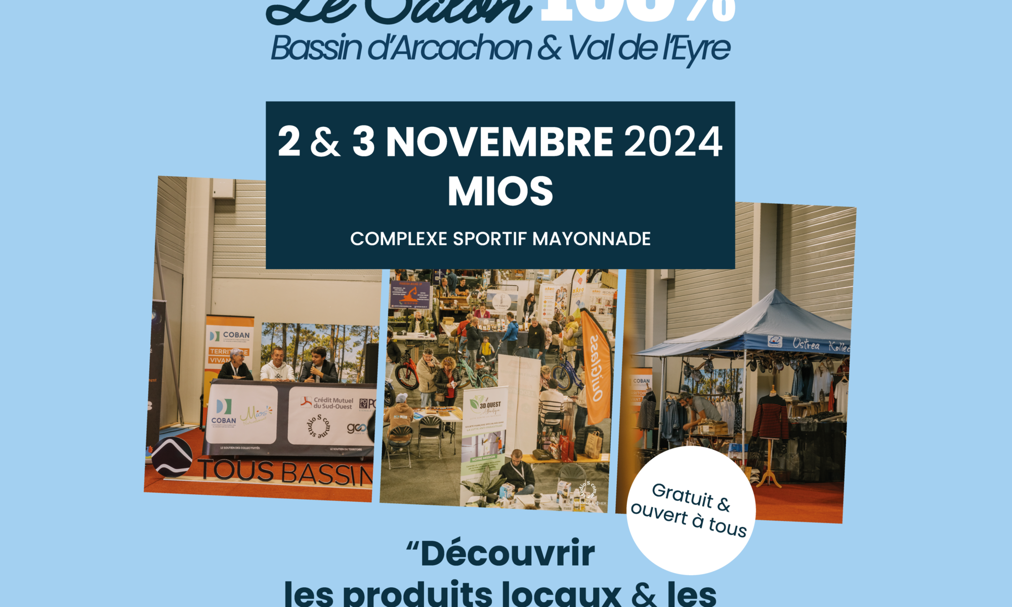 Visuel FB Salon Tous Bassin 100 % Bassin d'Arcachon et Val de l'Eyre à Mios samedi 2 et dimanche 3 novembre 2024 au