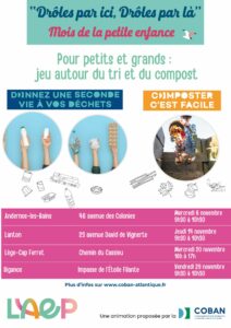 Affiche animation sensibilisation, tri et compost, pendant le mois de la petite enfance 2024