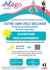 Affiche abri vélos sécurisé et site internet diwio.com - Ouverture prochaine 2024