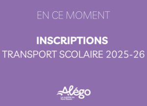 Alégo - Affiche fond violet Inscriptions Transport scolaire 2025-2026