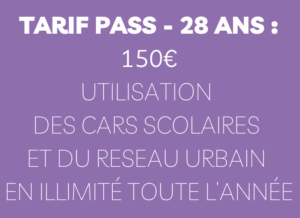 Alégo - Affiche fond violet Pass annuel Jeunes moins de 28 ans - illimité scolaire et urbain