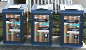 Les biodéchets du Nord Bassin valorisés en énergie 100 % locale ! - COBAN Abris-bacs - 3 cabanes à biodéchets à Marcheprime - recadré