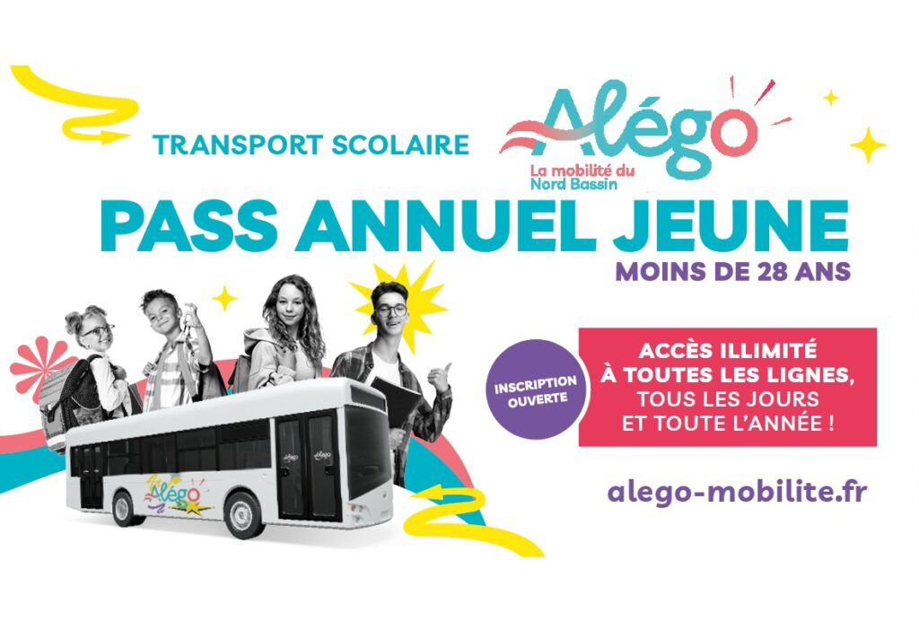 Alégo – Vignette Actu - Inscription Transport scolaire – Pass annuel Jeunes moins de 28 ans – Année scolaire 2025-2026