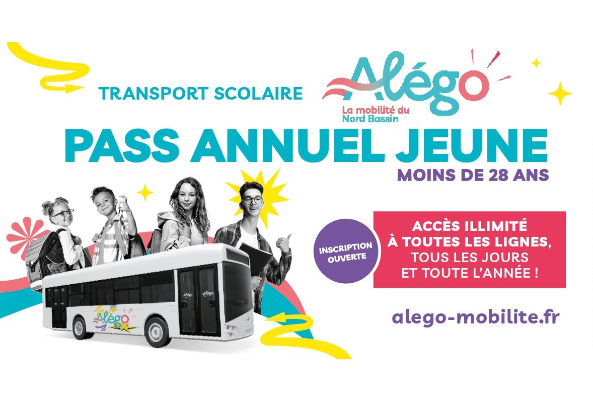 Alégo – Vignette Actu - Inscription Transport scolaire – Pass annuel Jeunes moins de 28 ans – Année scolaire 2025-2026