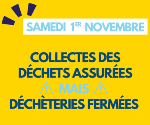 Samedi 1er novembre : collectes assurées - déchèteries fermées - COBAN Samedi 1er novembre : collectes assurées - déchèteries fermées - COBAN