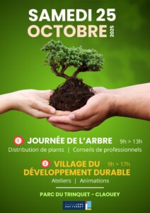 Affiche Journée de l'Arbre et Village du Développement durable - Parc du Trinquet à Claouey à Lège-Cap Ferret - samedi 25 octobre 2025