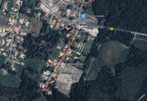 Plan des travaux Eau potable route de l'Eglise à Lanton, du lundi 22 septembre au vendredi 28 novembre 2025