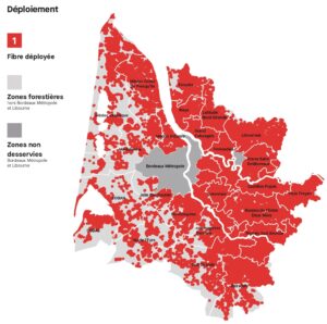 Carte du déploiement de la fibre en Gironde – Gironde Haut Méga – Janvier 2025