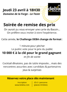 La COBAN partenaire du Challenge Créateur/Repreneur d’Entreprise du Club DEBA le jeudi 23 avril - COBAN Challenge Créateur/Repreneur d’Entreprise du DEBA - jeudi 23 avril 2026 - Affiche Soirée Remise des Prix