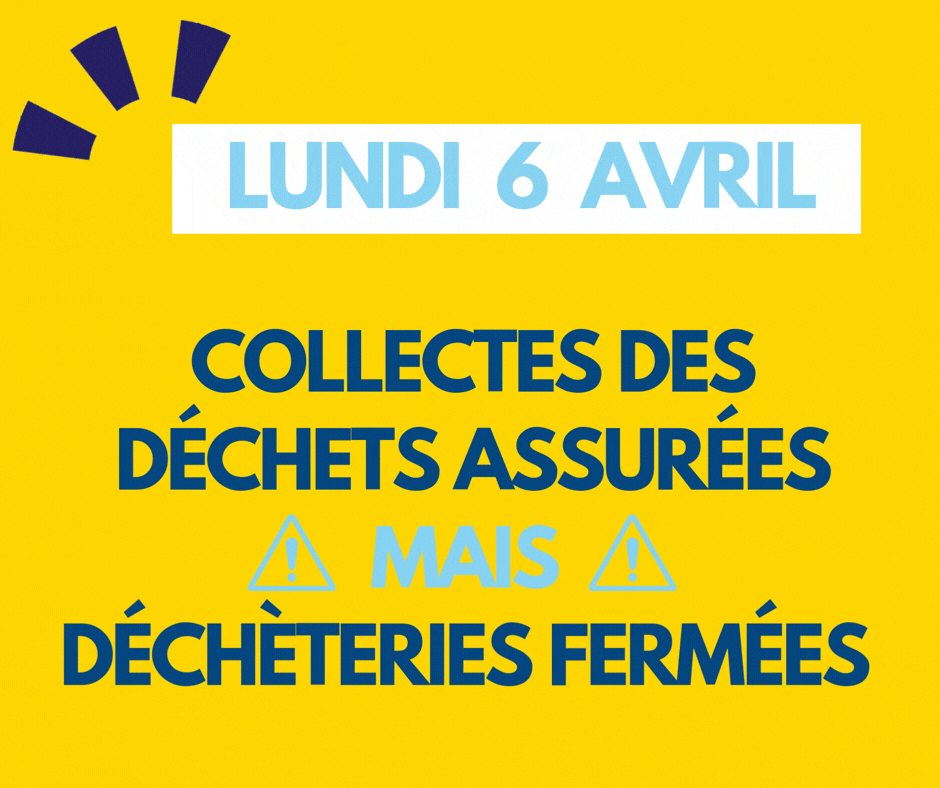 Visuel jour férié Lundi de Pâques 6 avril 2026 - Collectes assurées et déchèteries fermées
