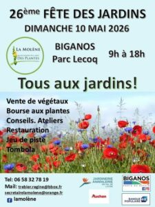Fête des Jardins au Parc Lecoq à Biganos - 10 mai 2026 - Affiche