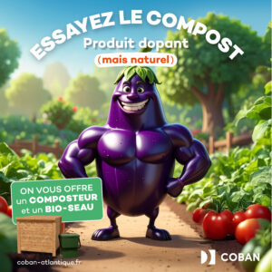 Vignette Aubergine Légume - Distribution Composteurs phase2 Avril 2026 - Essayez le compost Produit dopant (mais naturel) - On vous offre un composteur et un bio-seau