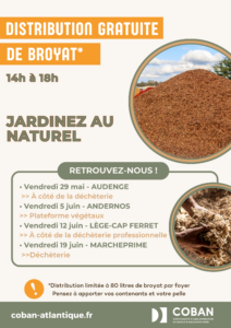 Distribution gratuite de broyat - Mai-juin 2026 - Andernos-les-Bains, Audenge, Lège-Cap Ferret, Marcheprime