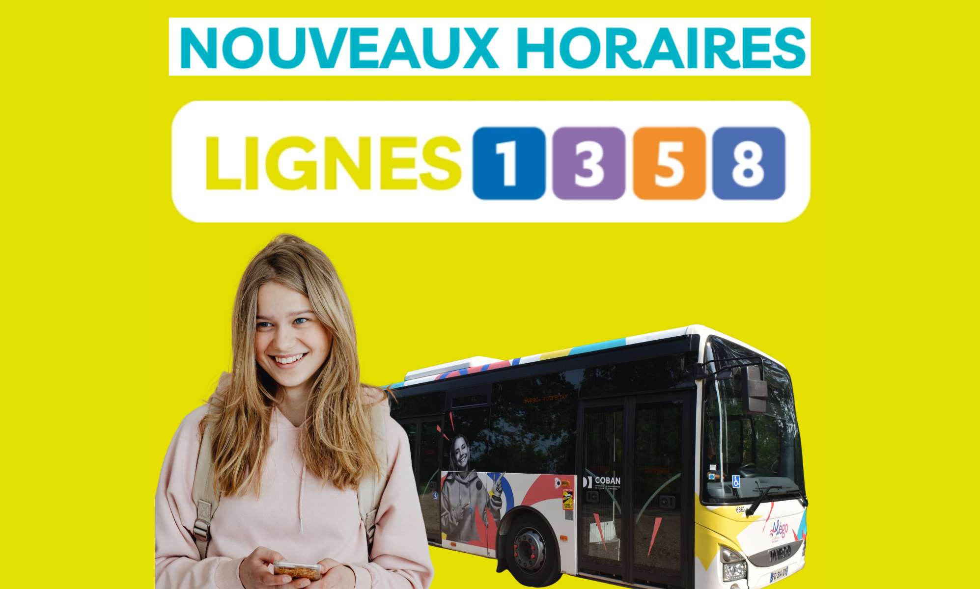 Alégo - Nouveaux horaires sur les lignes 1 3 5 et 8 à partir du 1er septembre 2026 - Vignette
