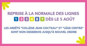 Reprise partielle du réseau Alégo - Mercredi 5 août 2026