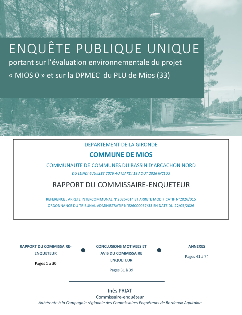 1ère page rapport enquête publique unique Mios 0