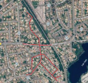 Plan de la COUPURE Eau potable voisinage rue Georges Clémenceau à Biganos le lundi 21 septembre 2026 de 8h30 à 12h